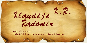 Klaudije Radomir vizit kartica
